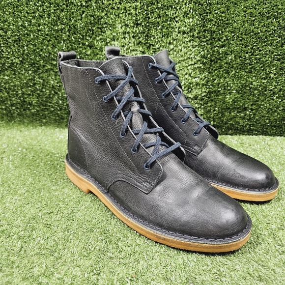 Clarks Originals Desert Mali Navy Blue Leather Lace Up Ankle Boots Mens Size 8.5